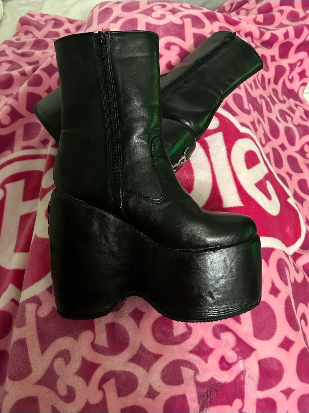 Dolls Kill Black Platform Mid-Calf Boots